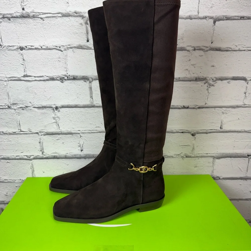 Sam Edelman Clive Chocolate Brown Suede Knee High Zipper Boots Size 5 NEW Riding